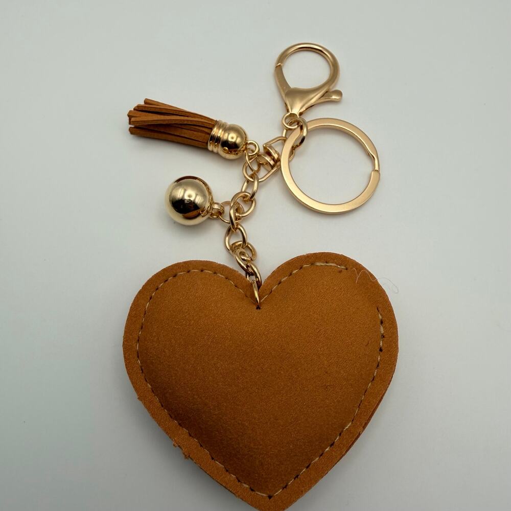 3/$25 - Rhinestone Heart Tassel Purse Charm Keychain Gold Tone - Picture 3 of 3